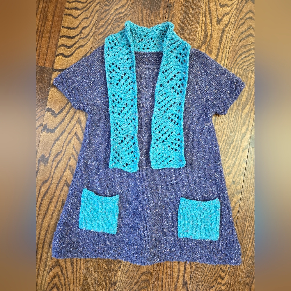 Hand Knitted Girls Casual Dress With‎ Scarf 18-24mo